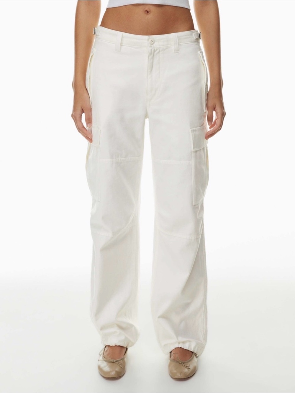 TNA Aritzia Supply Cargo Pants White 6 Medium